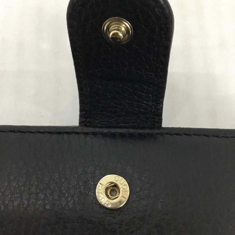 グッチ GUCCI 財布 二つ折り GG 無地 黒 / ブラック / X 金 / ゴールド /  レディース USED 古着 中古 10095281