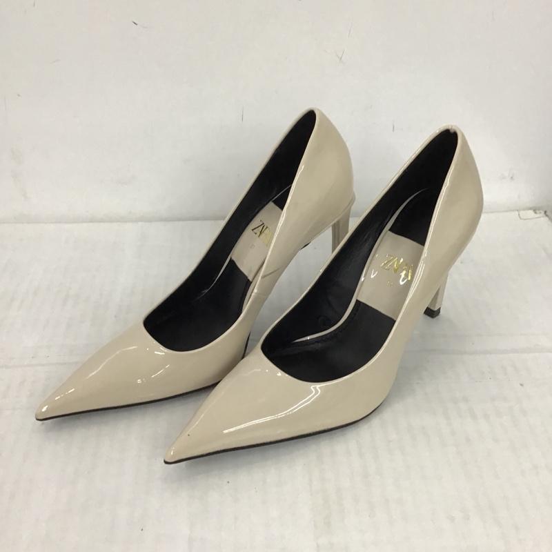 ザラ ZARA パンプス パンプス 1202 710 002 ポインテッドトゥ ハイヒール EU37 無地 アイボリー / アイボリー /  レディース USED 古着 中古 10095350