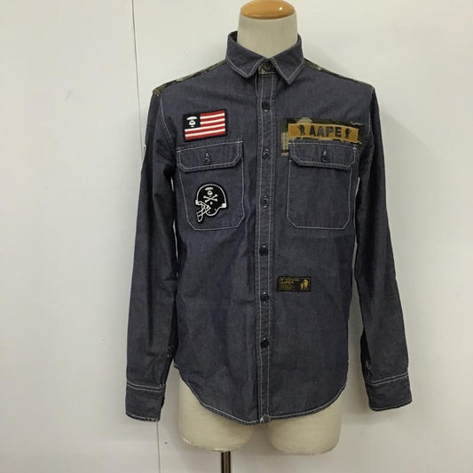 エーエイプバイアベイシングエイプ AAPE BY A BATHING APE シャツ、ブラウス 長袖 AAPSTMF8106XX ワッペン ロゴ M  紺 / ネイビー /  メンズ USED 古着 中古 10095526