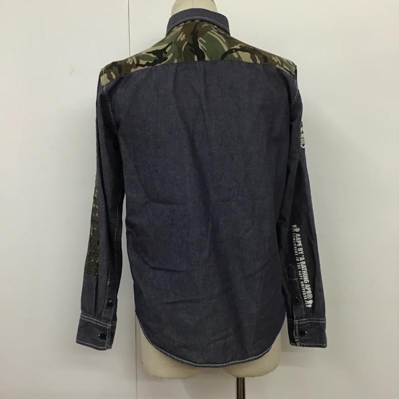 エーエイプバイアベイシングエイプ AAPE BY A BATHING APE シャツ、ブラウス 長袖 AAPSTMF8106XX ワッペン ロゴ M  紺 / ネイビー /  メンズ USED 古着 中古 10095526