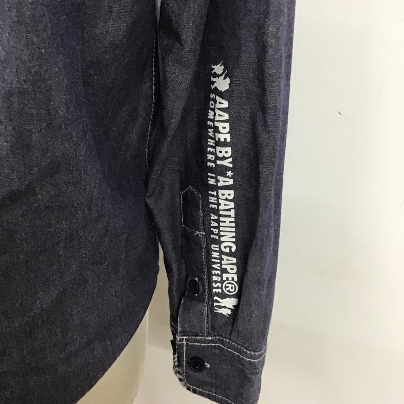エーエイプバイアベイシングエイプ AAPE BY A BATHING APE シャツ、ブラウス 長袖 AAPSTMF8106XX ワッペン ロゴ M  紺 / ネイビー /  メンズ USED 古着 中古 10095526