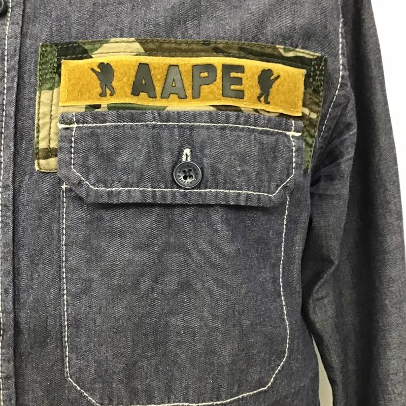 エーエイプバイアベイシングエイプ AAPE BY A BATHING APE シャツ、ブラウス 長袖 AAPSTMF8106XX ワッペン ロゴ M  紺 / ネイビー /  メンズ USED 古着 中古 10095526