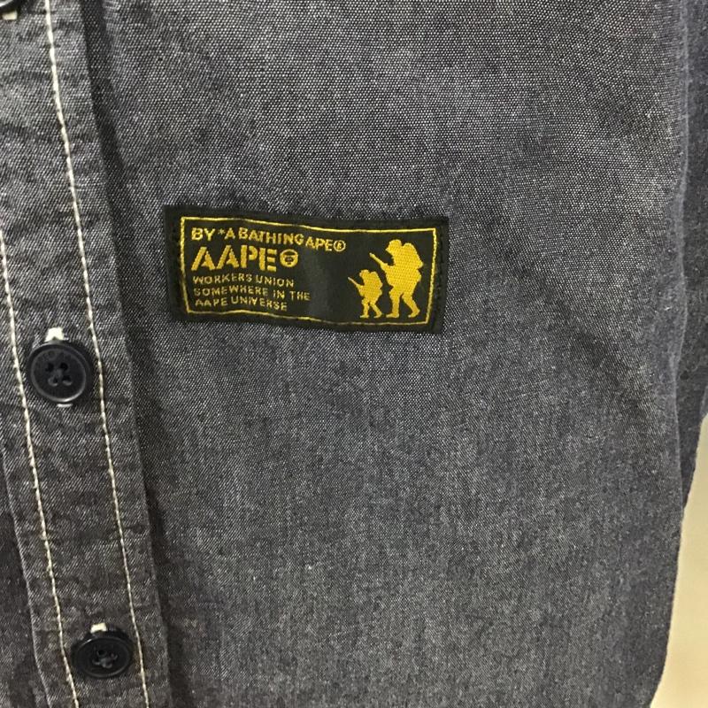 エーエイプバイアベイシングエイプ AAPE BY A BATHING APE シャツ、ブラウス 長袖 AAPSTMF8106XX ワッペン ロゴ M  紺 / ネイビー /  メンズ USED 古着 中古 10095526