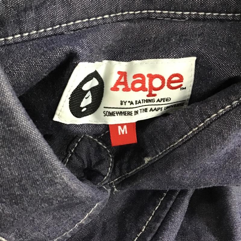 エーエイプバイアベイシングエイプ AAPE BY A BATHING APE シャツ、ブラウス 長袖 AAPSTMF8106XX ワッペン ロゴ M  紺 / ネイビー /  メンズ USED 古着 中古 10095526