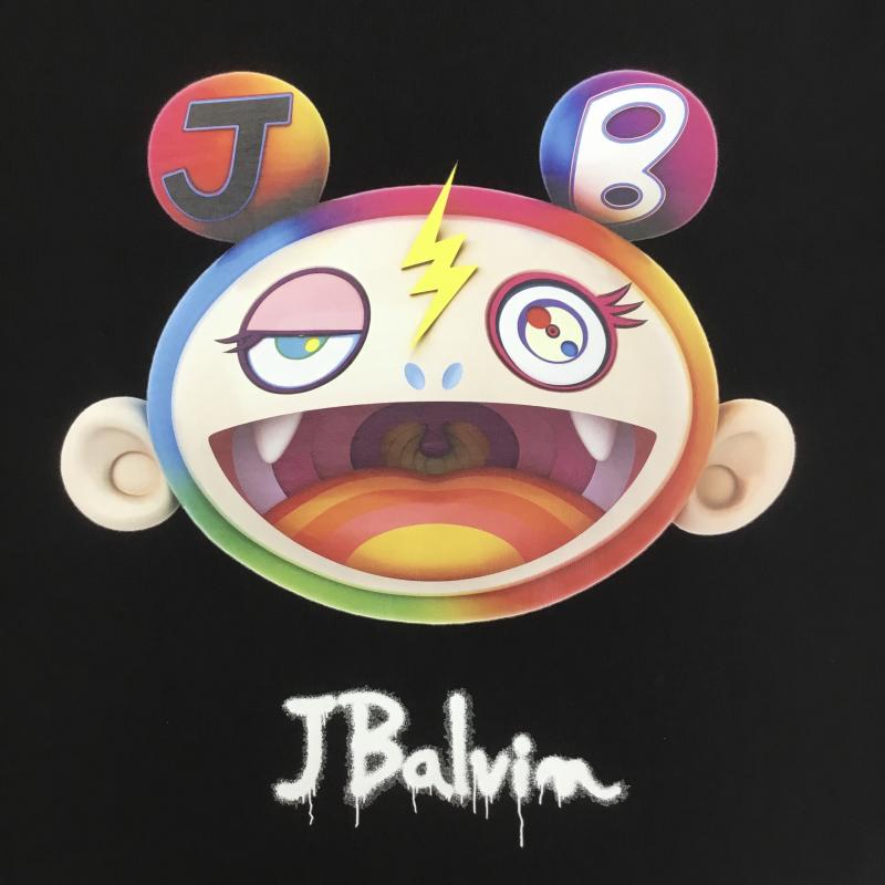 ジェイバルヴィン J Balvin Tシャツ 半袖 TAKASHI MURAKAMI 村上隆 M プリント 黒 / ブラック /  メンズ USED 古着 中古 10095539
