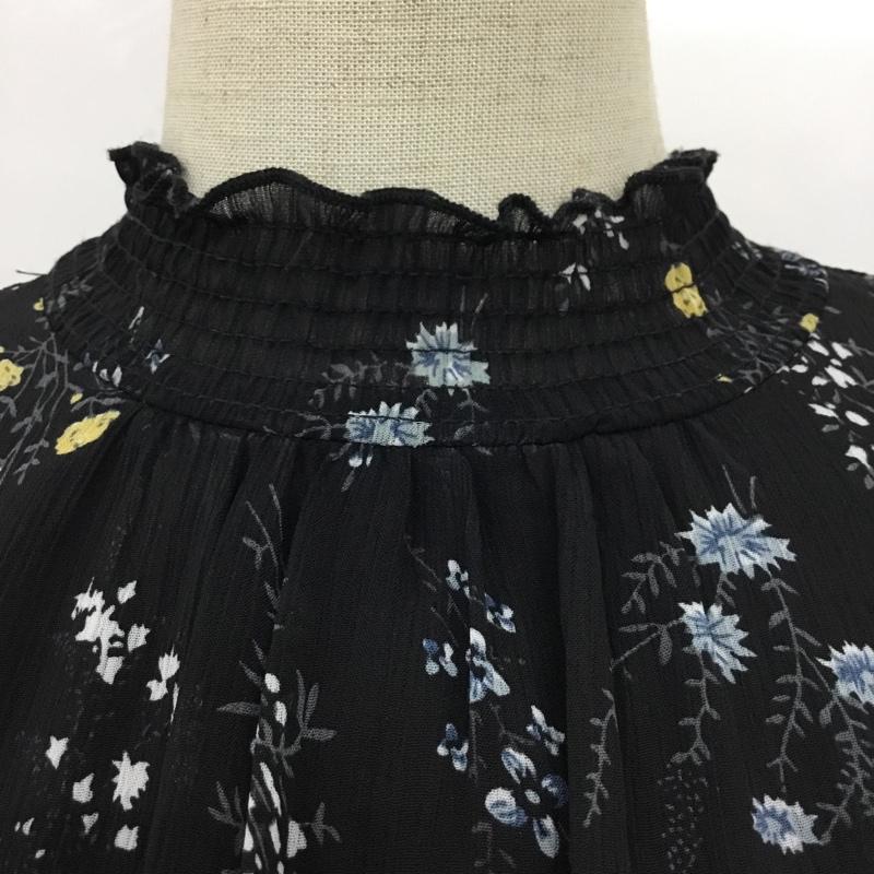 チャオパニック CIAOPANIC カットソー 半袖 141734 フレアスリーブ FREE 花柄 黒 / ブラック /  レディース USED 古着 中古 10095586