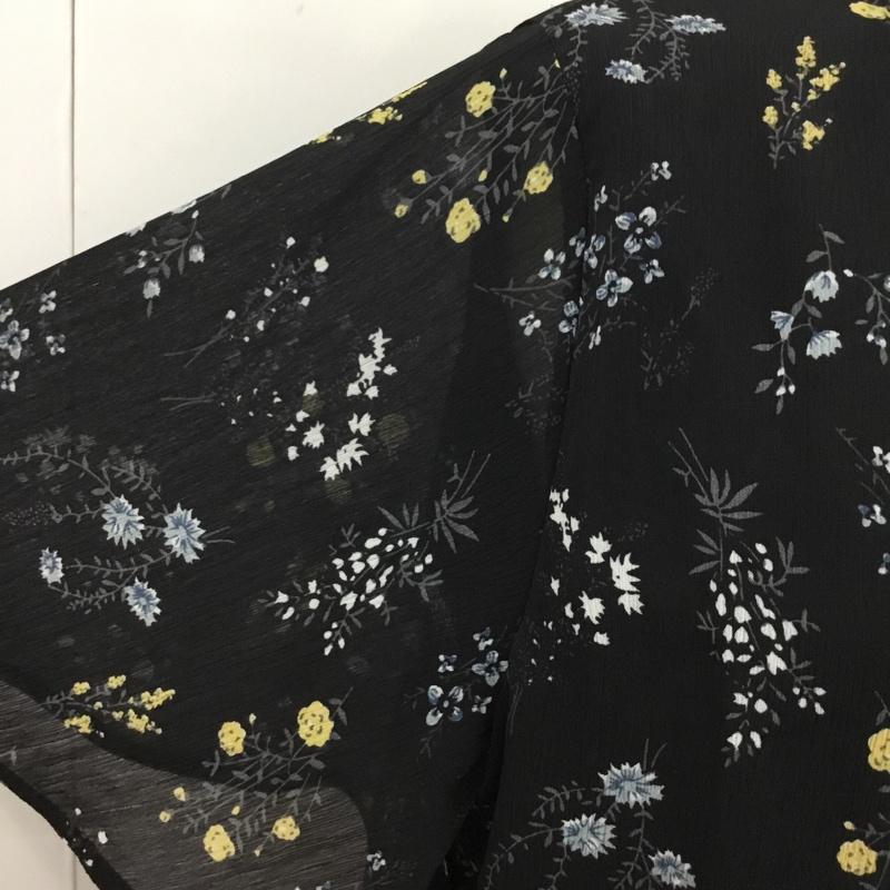 チャオパニック CIAOPANIC カットソー 半袖 141734 フレアスリーブ FREE 花柄 黒 / ブラック /  レディース USED 古着 中古 10095586