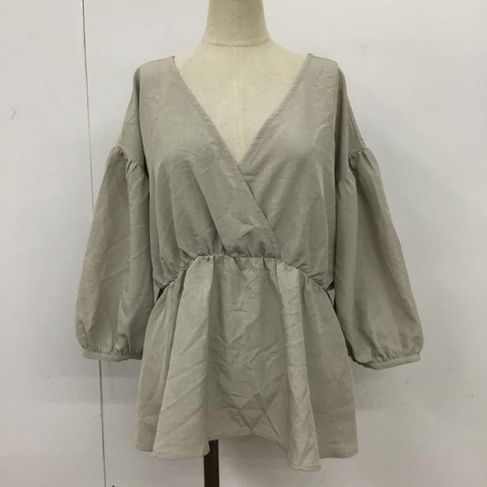 ローリーズファーム LOWRYS FARM カットソー 七分袖 LF620115MC リネンライクカシュクールブラウス FREE 無地 グレージュ / グレージュ /  レディース USED 古着 中古 10095588