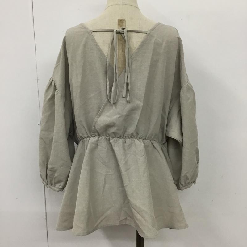 ローリーズファーム LOWRYS FARM カットソー 七分袖 LF620115MC リネンライクカシュクールブラウス FREE 無地 グレージュ / グレージュ /  レディース USED 古着 中古 10095588