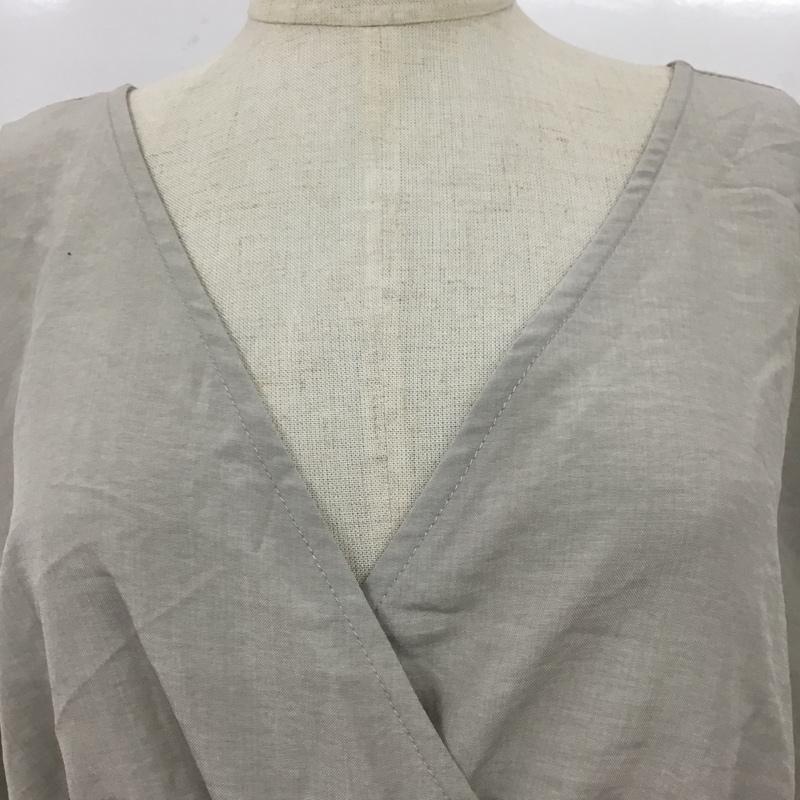 ローリーズファーム LOWRYS FARM カットソー 七分袖 LF620115MC リネンライクカシュクールブラウス FREE 無地 グレージュ / グレージュ /  レディース USED 古着 中古 10095588