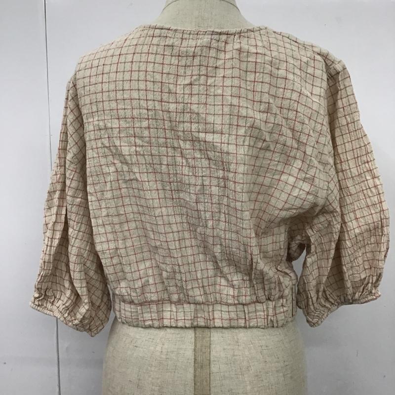 ザラ ZARA カットソー 半袖 0387 077 330 クロップド丈 S チェック ベージュ / ベージュ / X 緑 / グリーン / X 桃 / ピンク /  レディース USED 古着 中古 10095608