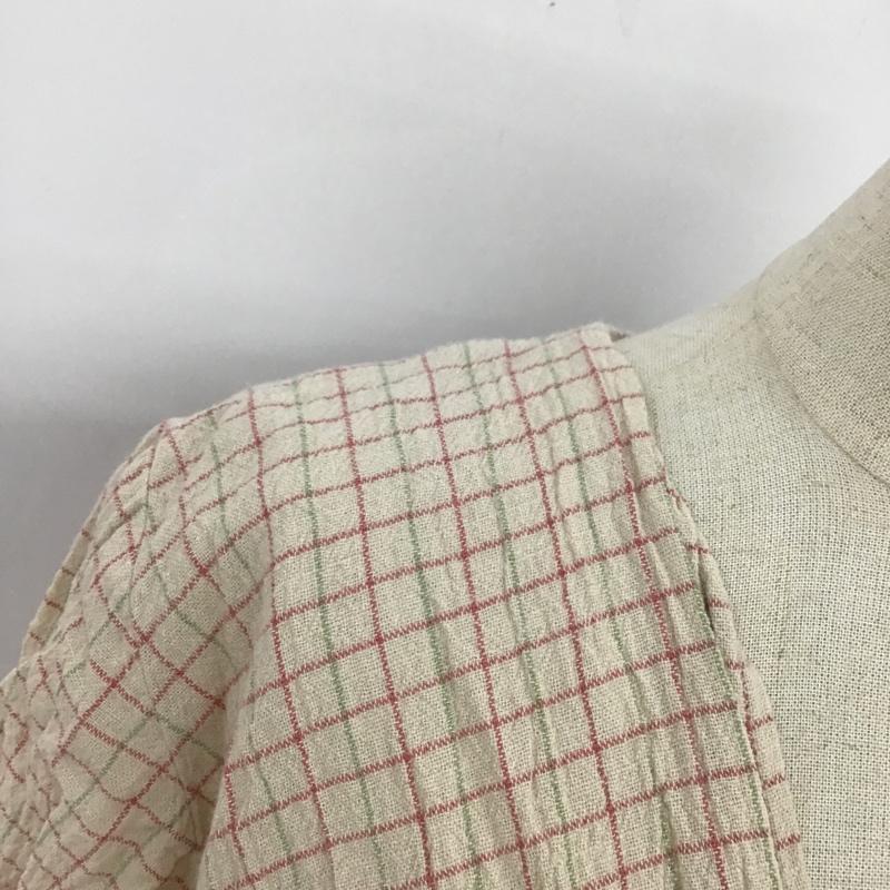 ザラ ZARA カットソー 半袖 0387 077 330 クロップド丈 S チェック ベージュ / ベージュ / X 緑 / グリーン / X 桃 / ピンク /  レディース USED 古着 中古 10095608