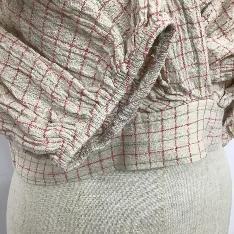 ザラ ZARA カットソー 半袖 0387 077 330 クロップド丈 S チェック ベージュ / ベージュ / X 緑 / グリーン / X 桃 / ピンク /  レディース USED 古着 中古 10095608