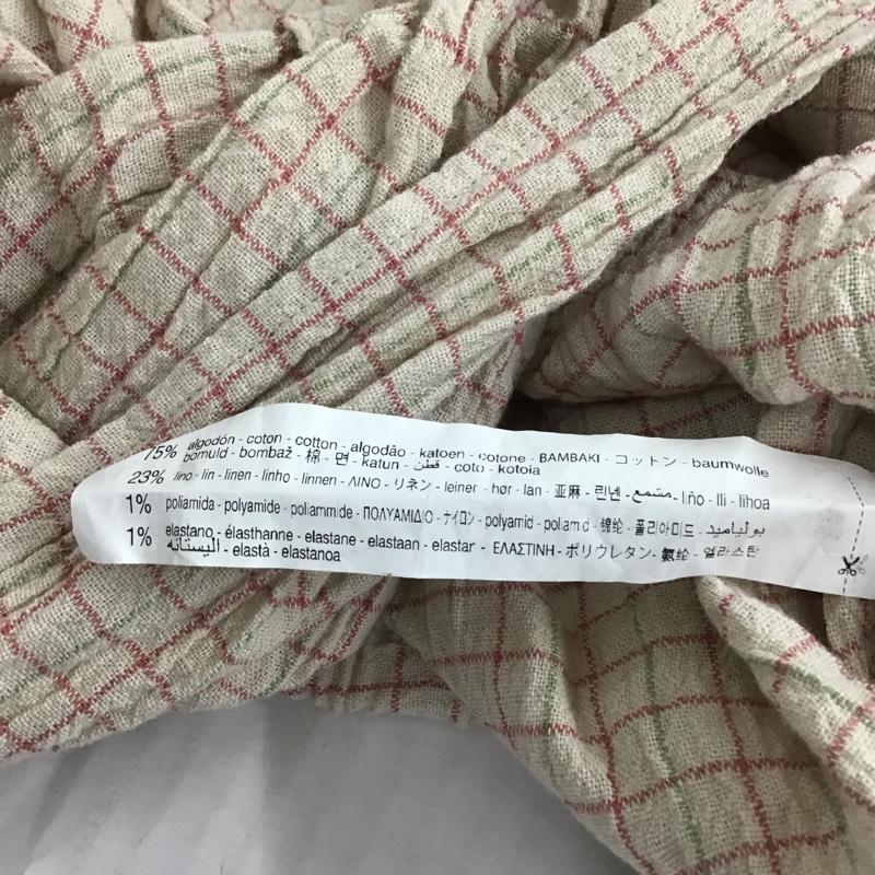 ザラ ZARA カットソー 半袖 0387 077 330 クロップド丈 S チェック ベージュ / ベージュ / X 緑 / グリーン / X 桃 / ピンク /  レディース USED 古着 中古 10095608