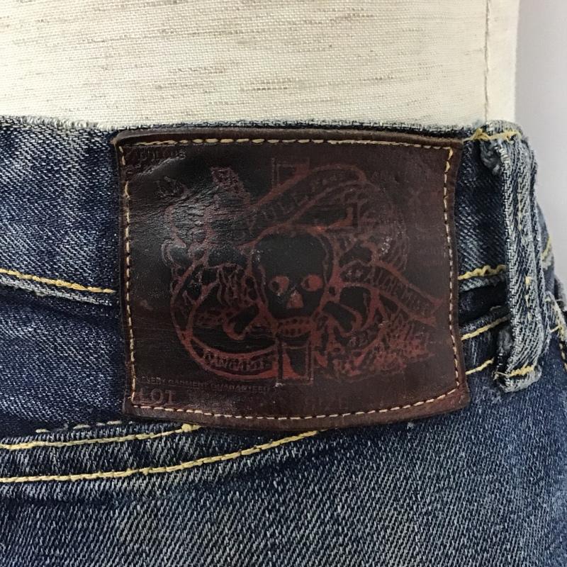 スカルジーンズ SKULLJEANS パンツ デニム、ジーンズ デニムパンツ ワイドパンツ ストレートパンツ 無地 インディゴ / インディゴ /  メンズ USED 古着 中古 10095689