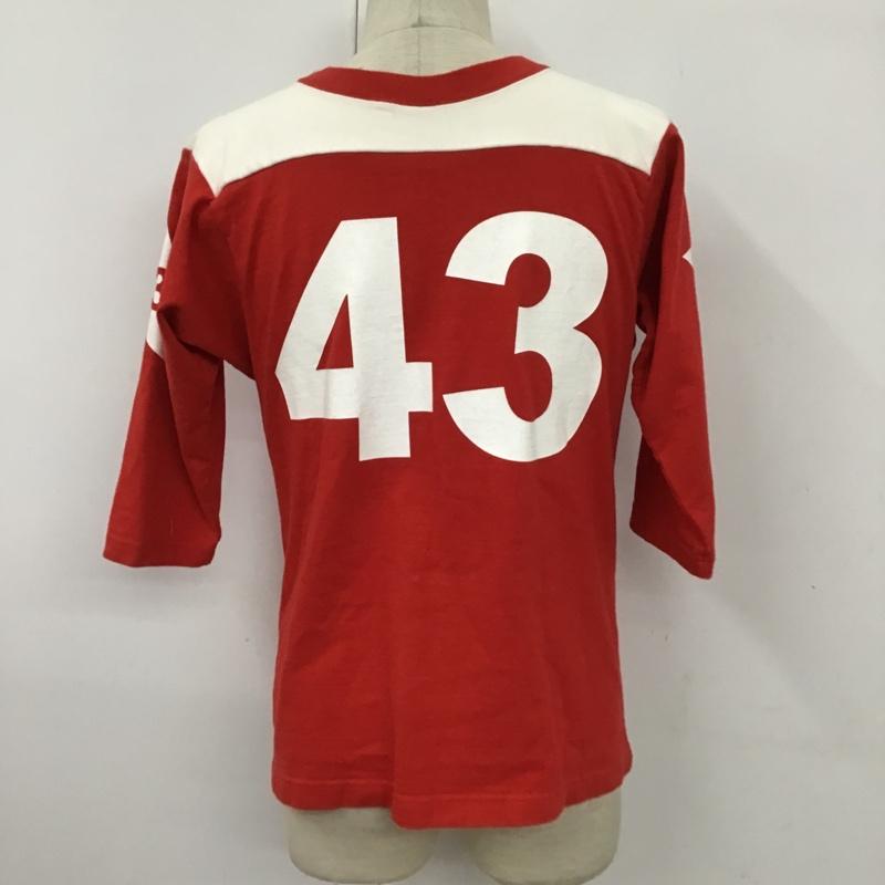 ポークチョップガレージサプライ PORKCHOP GARAGE SUPPLY Tシャツ 七分袖 プリント XS ロゴ、文字 赤 / レッド / X 白 / ホワイト /  メンズ USED 古着 中古 10095712