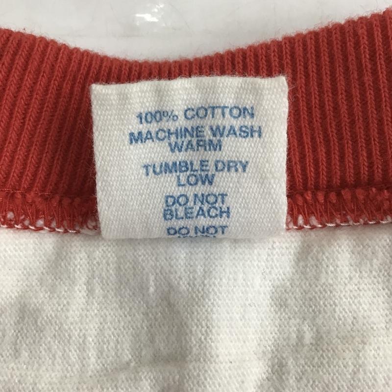 ポークチョップガレージサプライ PORKCHOP GARAGE SUPPLY Tシャツ 七分袖 プリント XS ロゴ、文字 赤 / レッド / X 白 / ホワイト /  メンズ USED 古着 中古 10095712