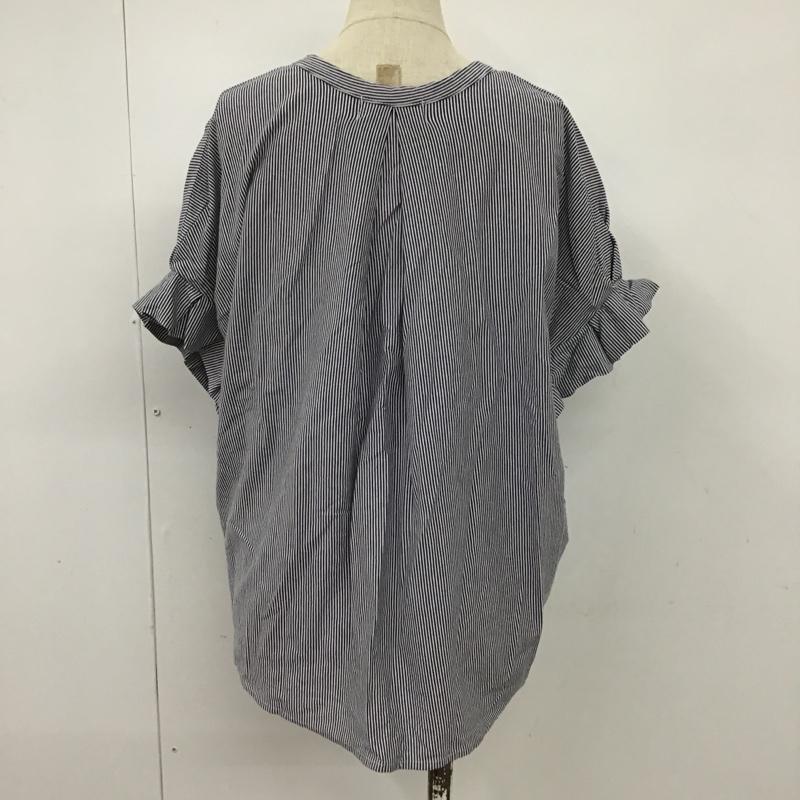 ビームス ハート BEAMS HEART カットソー 半袖 43-04-0690-213 スキッパーネックカットソー フリルカットソー 半袖カットソー ボーダーカットソー FREE ボーダー柄 白 / ホワイト / X 青 / ブルー /  レディース USED 古着 中古 10095749