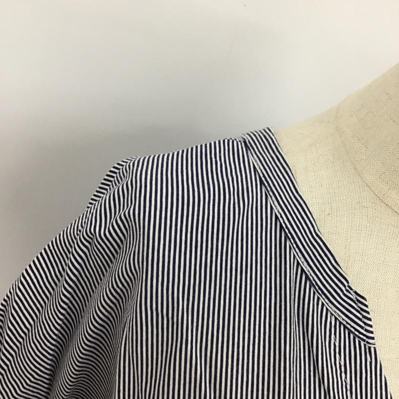 ビームス ハート BEAMS HEART カットソー 半袖 43-04-0690-213 スキッパーネックカットソー フリルカットソー 半袖カットソー ボーダーカットソー FREE ボーダー柄 白 / ホワイト / X 青 / ブルー /  レディース USED 古着 中古 10095749