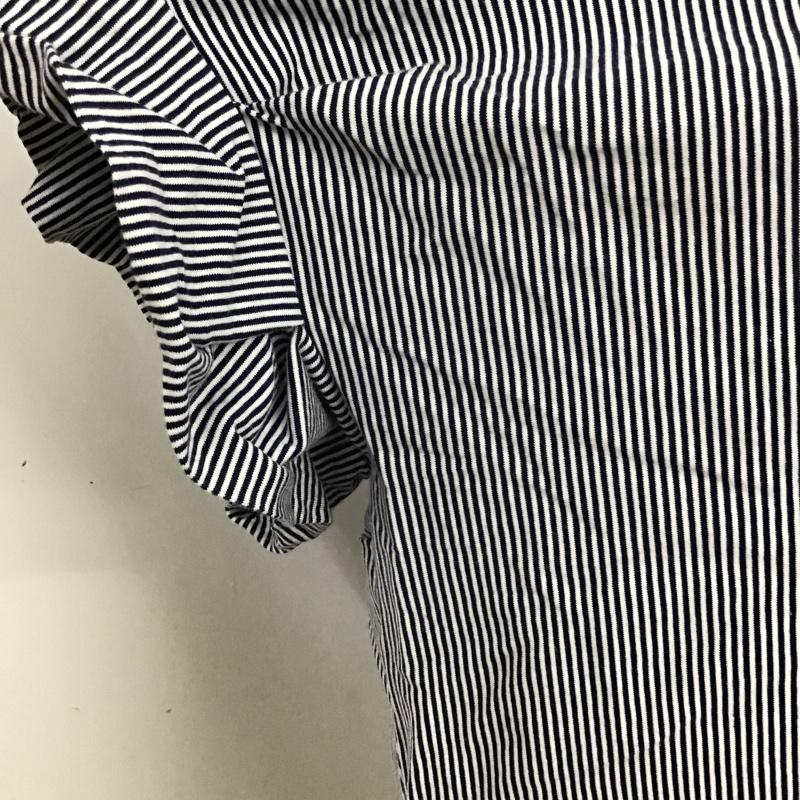 ビームス ハート BEAMS HEART カットソー 半袖 43-04-0690-213 スキッパーネックカットソー フリルカットソー 半袖カットソー ボーダーカットソー FREE ボーダー柄 白 / ホワイト / X 青 / ブルー /  レディース USED 古着 中古 10095749