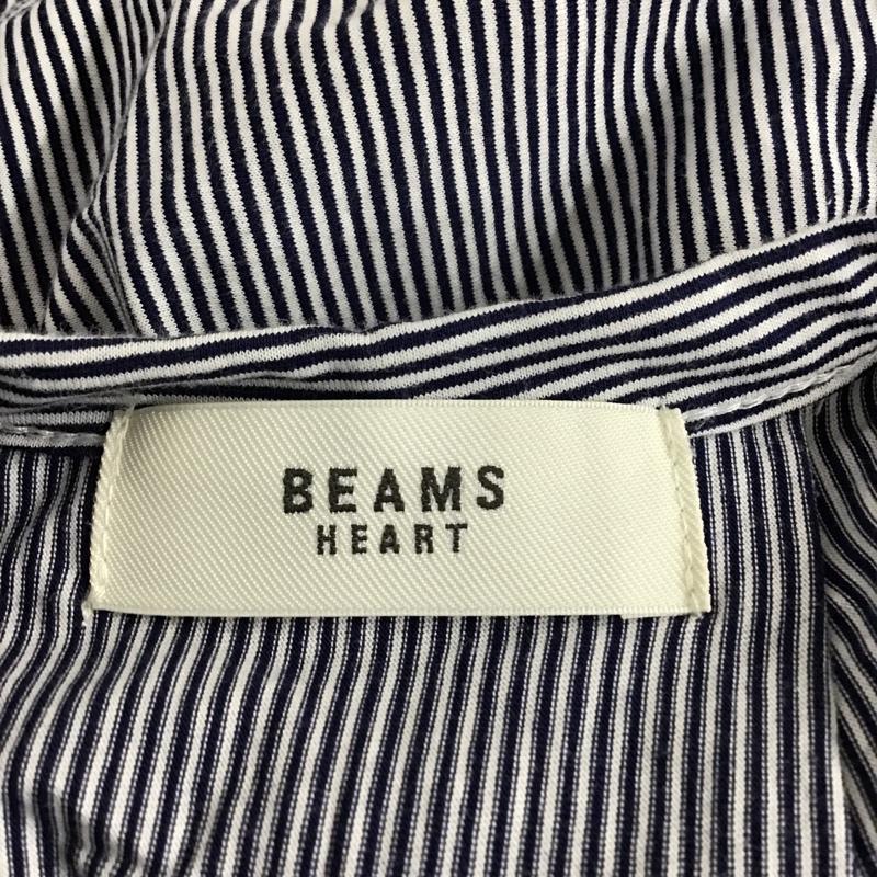 ビームス ハート BEAMS HEART カットソー 半袖 43-04-0690-213 スキッパーネックカットソー フリルカットソー 半袖カットソー ボーダーカットソー FREE ボーダー柄 白 / ホワイト / X 青 / ブルー /  レディース USED 古着 中古 10095749