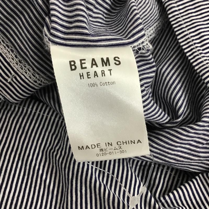ビームス ハート BEAMS HEART カットソー 半袖 43-04-0690-213 スキッパーネックカットソー フリルカットソー 半袖カットソー ボーダーカットソー FREE ボーダー柄 白 / ホワイト / X 青 / ブルー /  レディース USED 古着 中古 10095749