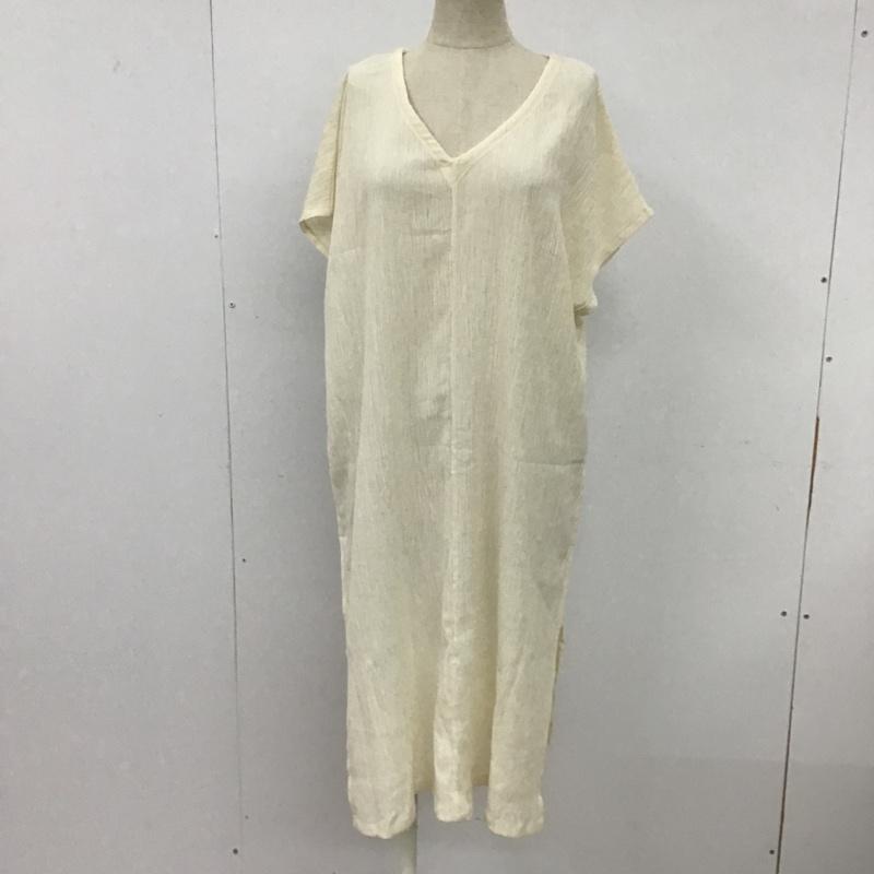 ビューティアンドユースユナイテッドアローズ BEAUTY&YOUTH UNITED ARROWS ワンピース ロングスカート 1626-225-3851 ワンピース ひざ丈 Vネック フレンチスリーブ ロングワンピース FREE 無地 アイボリー / アイボリー /  レディース USED 古着 中古 10095755