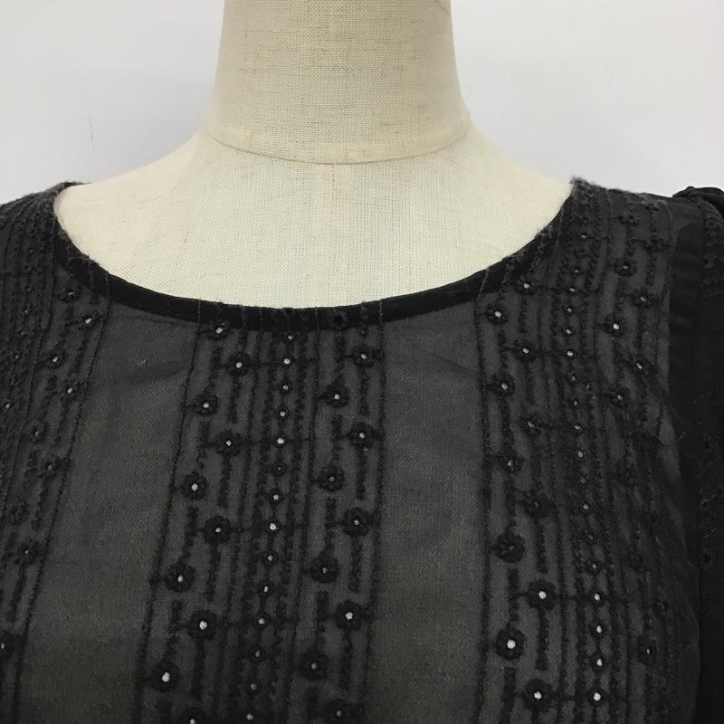 ローリーズファーム LOWRYS FARM カットソー 半袖 LF616022TS フレアスリーブ L 刺繍 黒 / ブラック /  レディース USED 古着 中古 10095804