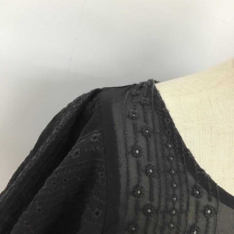 ローリーズファーム LOWRYS FARM カットソー 半袖 LF616022TS フレアスリーブ L 刺繍 黒 / ブラック /  レディース USED 古着 中古 10095804