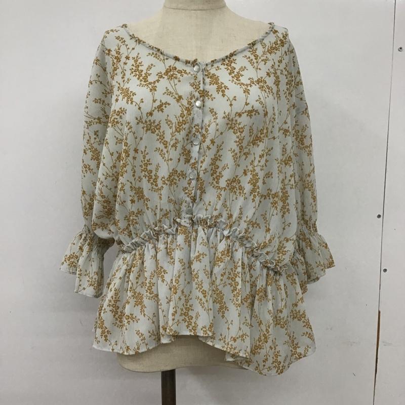 ローリーズファーム LOWRYS FARM カットソー 半袖 LF619053TK キャンディスリーブ FREE 総柄 水色 / ライトブルー / X ベージュ / ベージュ /  レディース USED 古着 中古 10095807