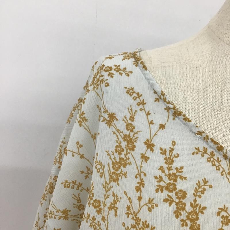 ローリーズファーム LOWRYS FARM カットソー 半袖 LF619053TK キャンディスリーブ FREE 総柄 水色 / ライトブルー / X ベージュ / ベージュ /  レディース USED 古着 中古 10095807