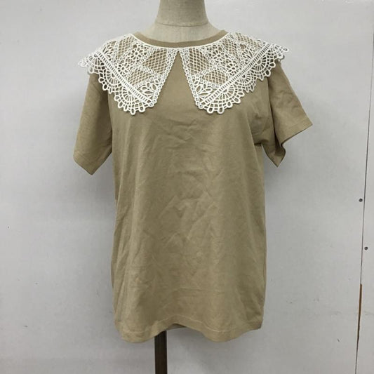 ローリーズファーム LOWRYS FARM カットソー 半袖 LF621172CF レース襟付き FREE 無地 ベージュ / ベージュ /  レディース USED 古着 中古 10095809