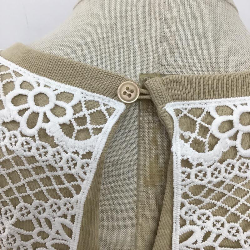 ローリーズファーム LOWRYS FARM カットソー 半袖 LF621172CF レース襟付き FREE 無地 ベージュ / ベージュ /  レディース USED 古着 中古 10095809