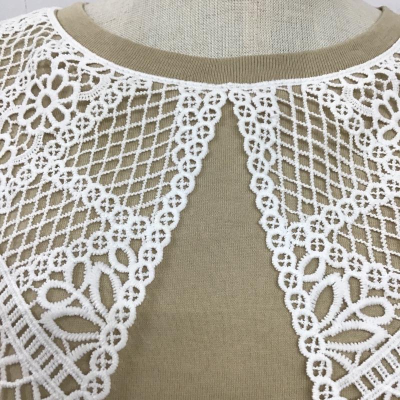 ローリーズファーム LOWRYS FARM カットソー 半袖 LF621172CF レース襟付き FREE 無地 ベージュ / ベージュ /  レディース USED 古着 中古 10095809