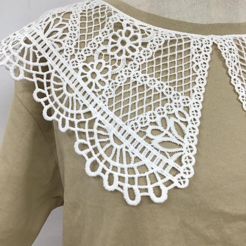 ローリーズファーム LOWRYS FARM カットソー 半袖 LF621172CF レース襟付き FREE 無地 ベージュ / ベージュ /  レディース USED 古着 中古 10095809