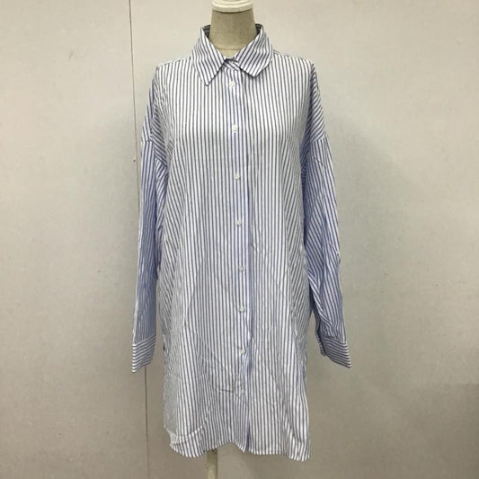 ザラ ZARA シャツ、ブラウス 長袖 長袖シャツ ストライプシャツ 長袖カットソー サイドスリットシャツ XS ストライプ 白 / ホワイト / X 青 / ブルー /  レディース USED 古着 中古 10095840