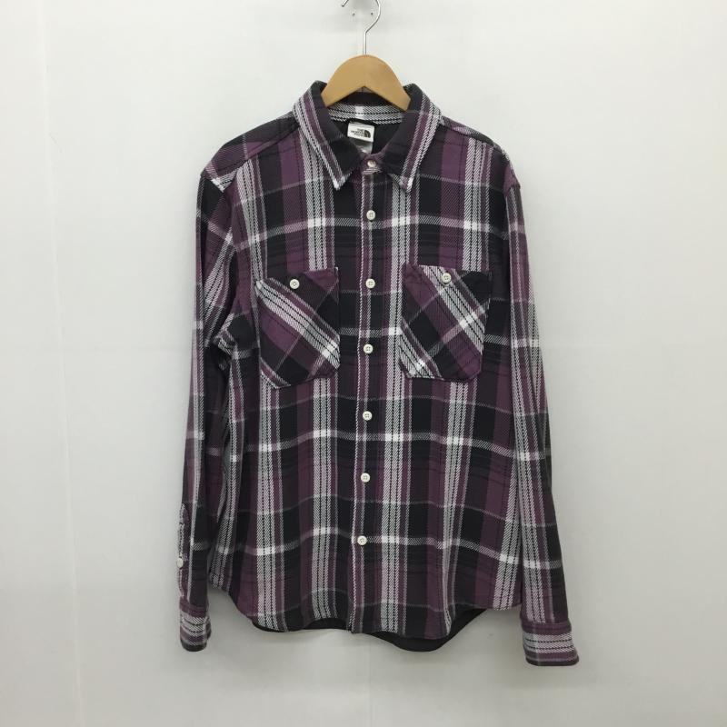 ザノースフェイス THE NORTH FACE シャツ、ブラウス 長袖 Valley Twill Flannel Shirt L チェック 白 / ホワイト / X 紫 / パープル / X 黒 / ブラック /  メンズ USED 古着 中古 10095878