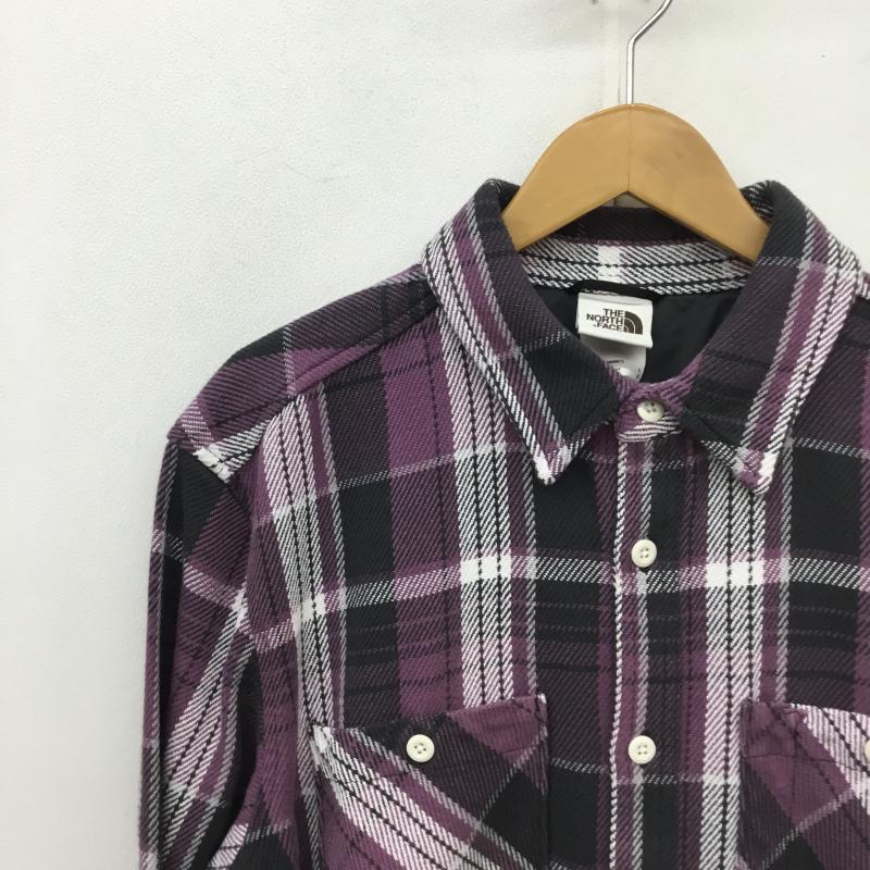 ザノースフェイス THE NORTH FACE シャツ、ブラウス 長袖 Valley Twill Flannel Shirt L チェック 白 / ホワイト / X 紫 / パープル / X 黒 / ブラック /  メンズ USED 古着 中古 10095878