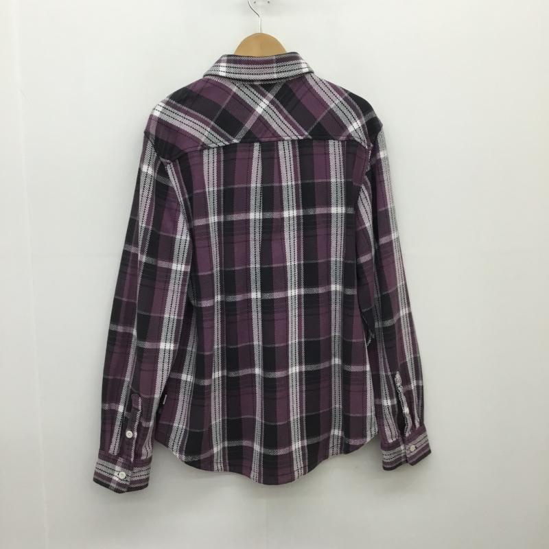 ザノースフェイス THE NORTH FACE シャツ、ブラウス 長袖 Valley Twill Flannel Shirt L チェック 白 / ホワイト / X 紫 / パープル / X 黒 / ブラック /  メンズ USED 古着 中古 10095878
