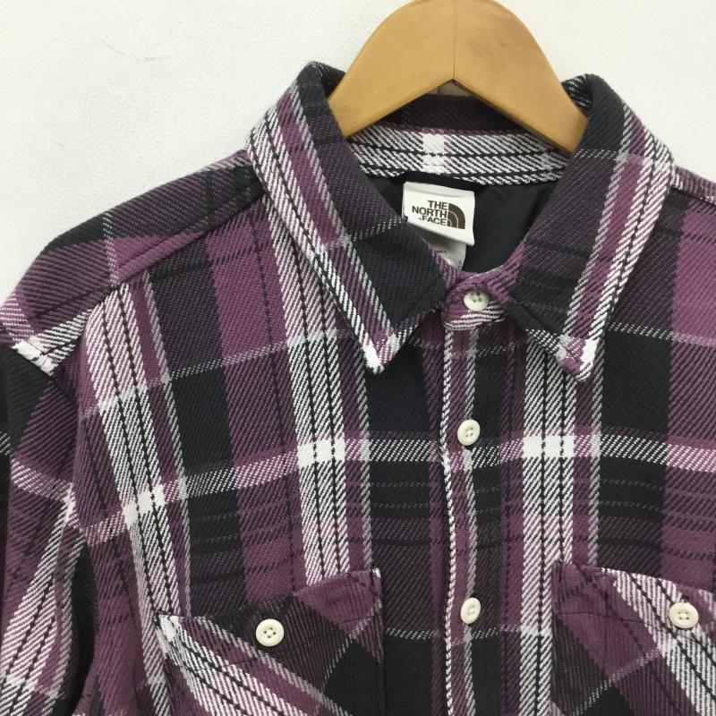 ザノースフェイス THE NORTH FACE シャツ、ブラウス 長袖 Valley Twill Flannel Shirt L チェック 白 / ホワイト / X 紫 / パープル / X 黒 / ブラック /  メンズ USED 古着 中古 10095878