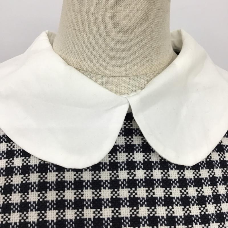 ザラ ZARA カットソー 半袖 2478 262 250 丸襟 パフスリーブ ドッキング L チェック 白 / ホワイト / X 黒 / ブラック /  レディース USED 古着 中古 10095949
