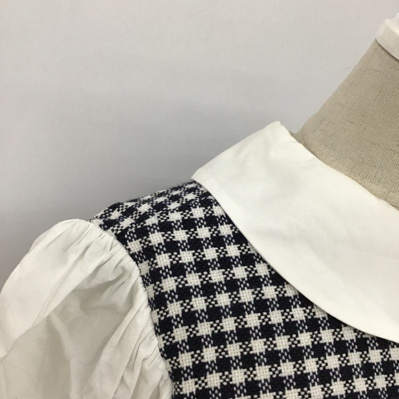 ザラ ZARA カットソー 半袖 2478 262 250 丸襟 パフスリーブ ドッキング L チェック 白 / ホワイト / X 黒 / ブラック /  レディース USED 古着 中古 10095949