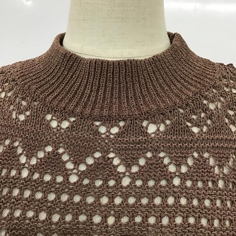 リエンダ rienda ニット、セーター 半袖 110DS670-1530 ボーダークロシェKnit TOP FREE 無地 茶 / ブラウン /  レディース USED 古着 中古 10096059