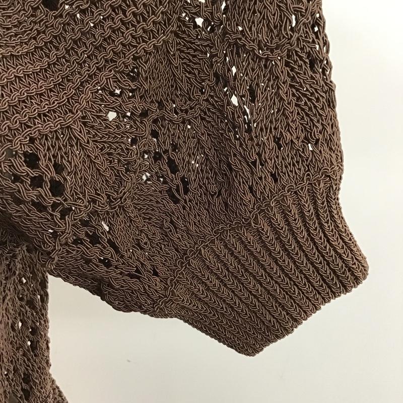 リエンダ rienda ニット、セーター 半袖 110DS670-1530 ボーダークロシェKnit TOP FREE 無地 茶 / ブラウン /  レディース USED 古着 中古 10096059