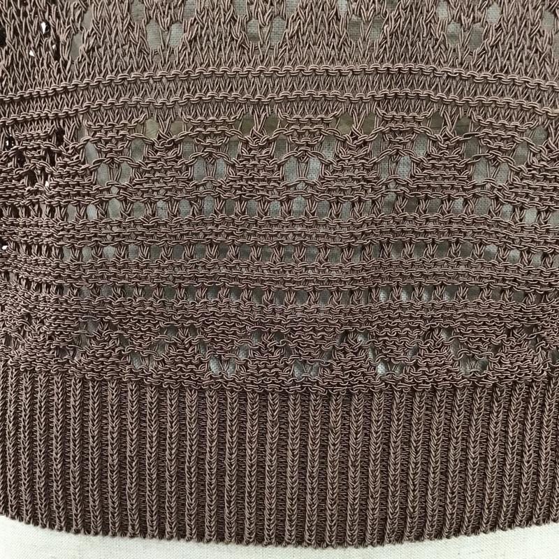リエンダ rienda ニット、セーター 半袖 110DS670-1530 ボーダークロシェKnit TOP FREE 無地 茶 / ブラウン /  レディース USED 古着 中古 10096059