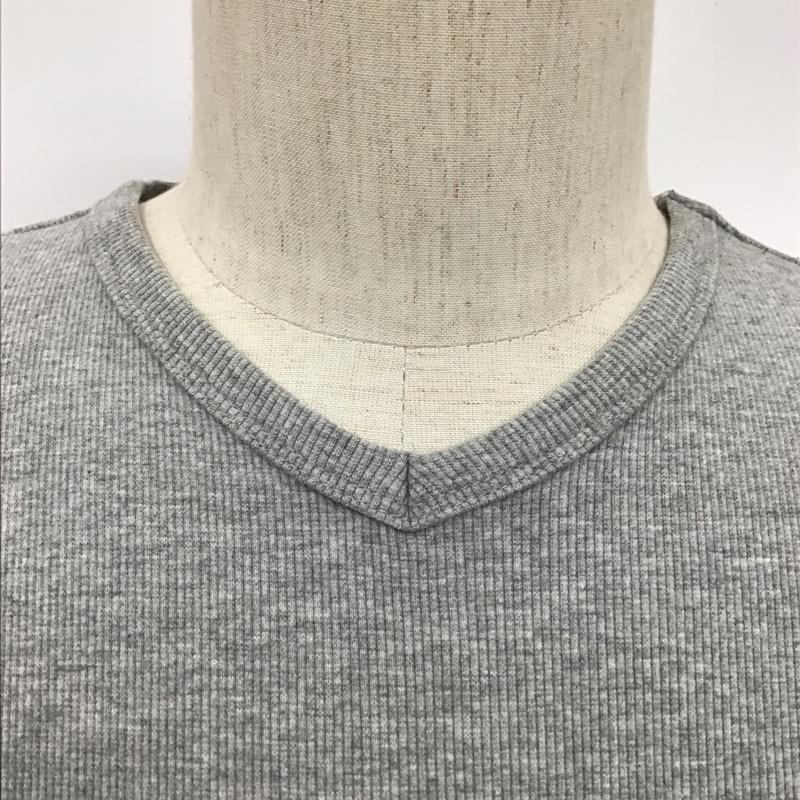 アヴィレックス AVIREX Tシャツ 半袖 Vネック リブ バックロゴ M プリント 灰 / グレー /  メンズ USED 古着 中古 10096085