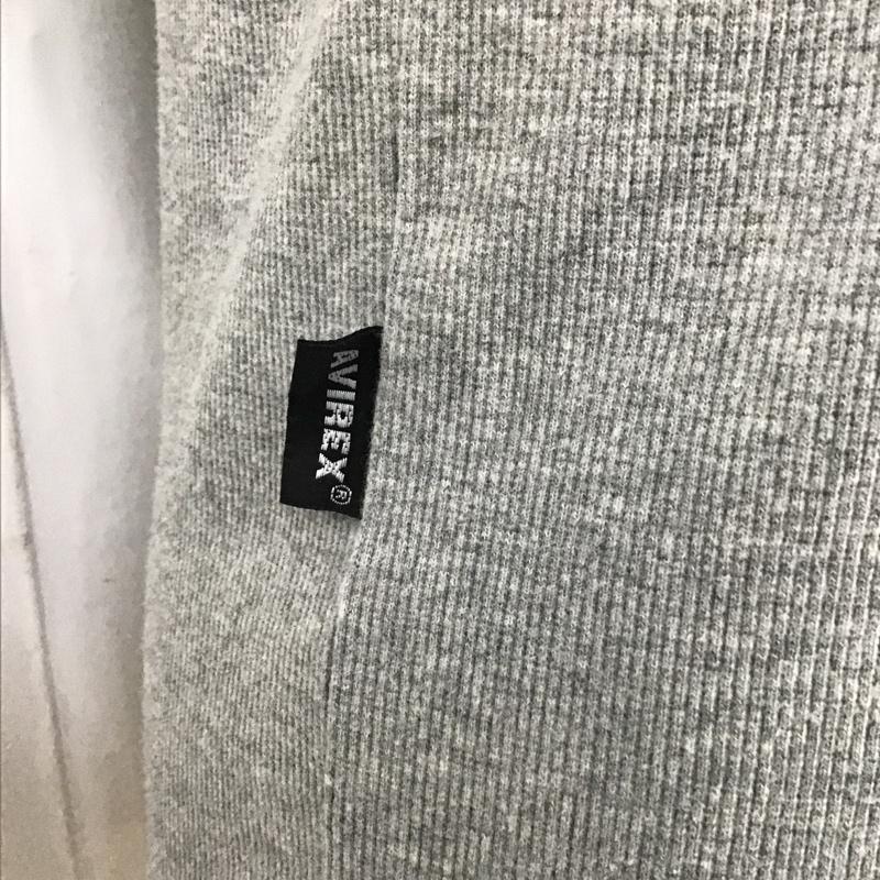 アヴィレックス AVIREX Tシャツ 半袖 Vネック リブ バックロゴ M プリント 灰 / グレー /  メンズ USED 古着 中古 10096085