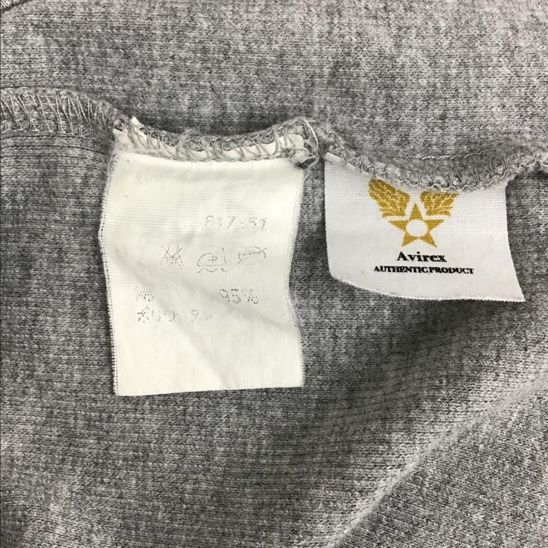 アヴィレックス AVIREX Tシャツ 半袖 Vネック リブ バックロゴ M プリント 灰 / グレー /  メンズ USED 古着 中古 10096085