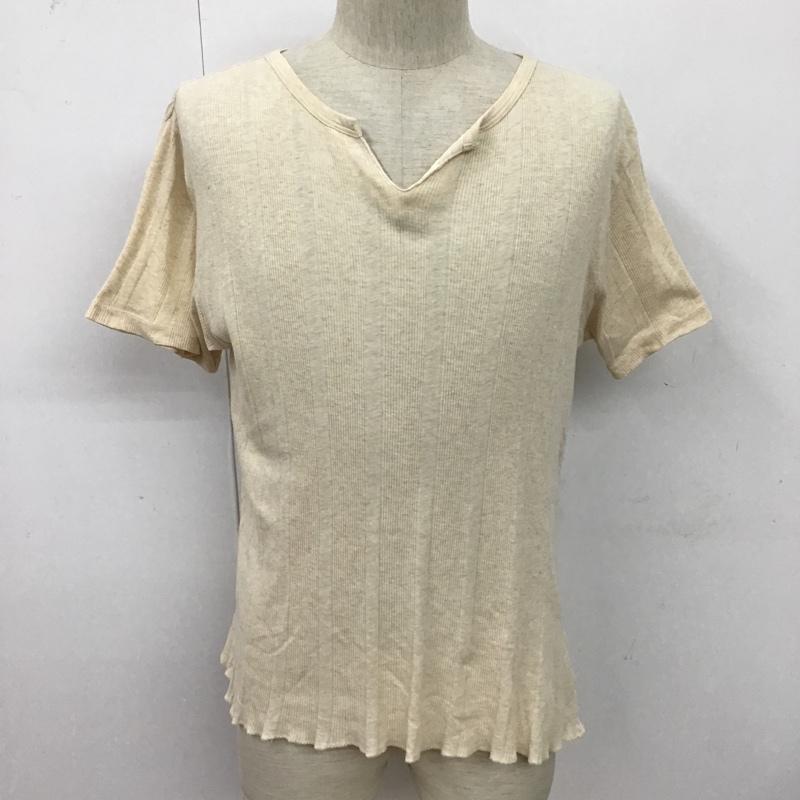 ヘインズ HANES Tシャツ 半袖 キーネック リブ M 無地 ベージュ / ベージュ /  メンズ USED 古着 中古 10096088