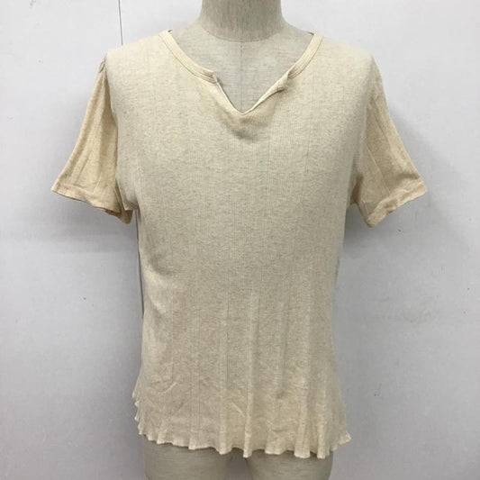 ヘインズ HANES Tシャツ 半袖 キーネック リブ M 無地 ベージュ / ベージュ /  メンズ USED 古着 中古 10096088